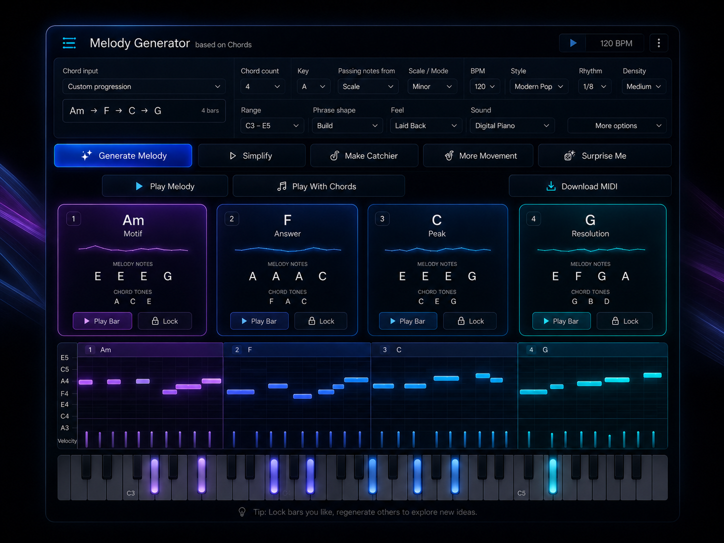 Melody Generator interface preview